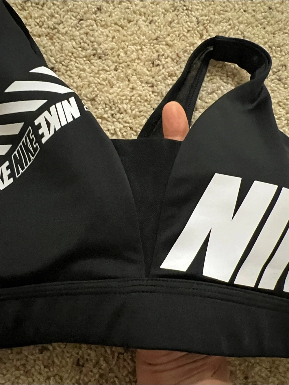 Nike Black and White Logo Swim Bikini Top